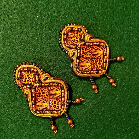 "Kente" handmade soutache earrings - Picture 2 of 2